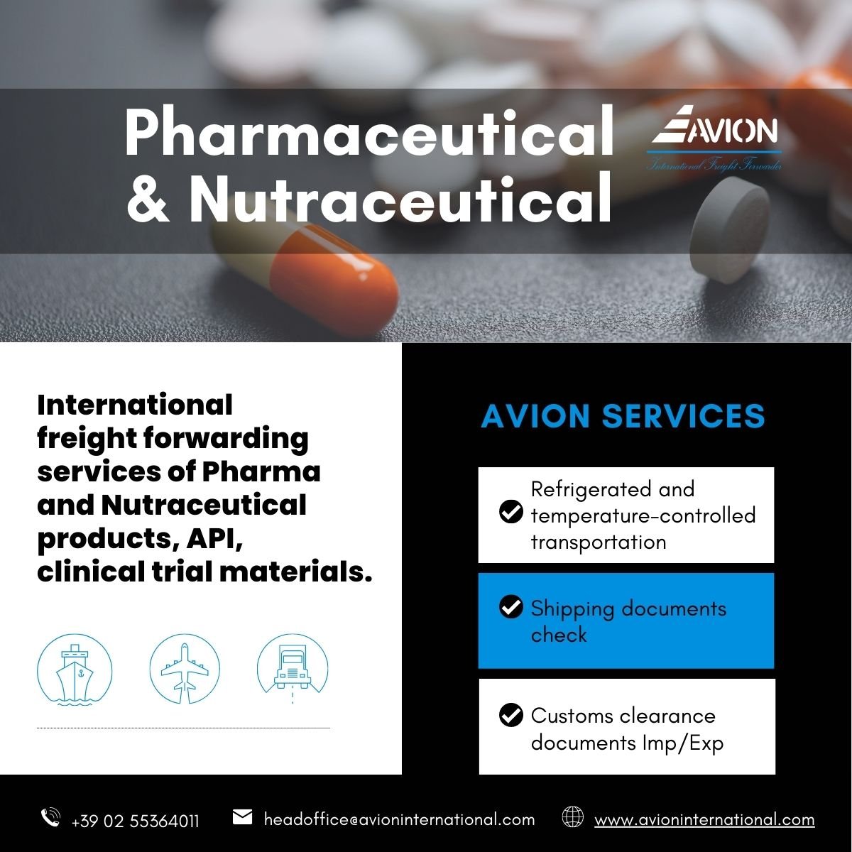avion services pharmaceuticals transport